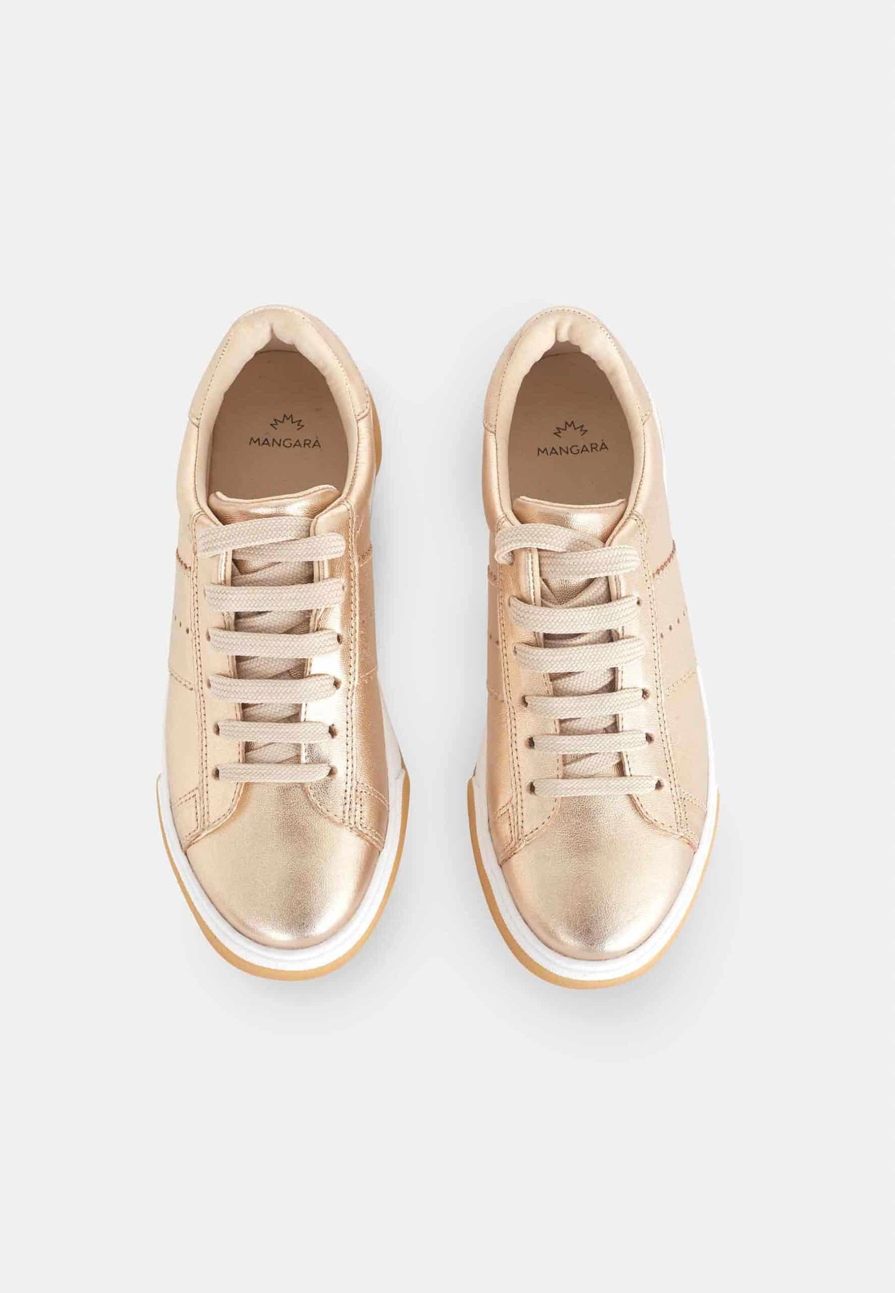 Womens Metallic Leather Sneakers in Gold or Silver