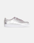 Womens Metallic Silver Leather Sneakers