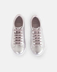 Womens Metallic Silver Leather Sneakers