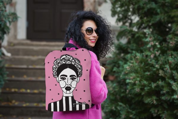 Pink Backpack with Hand Painted Design