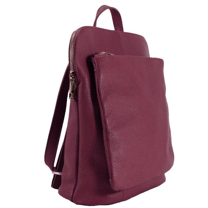 Maroon Pebbled Leather Backpack – Elegant &amp; Versatile Style by Sostter at brixbailey.com