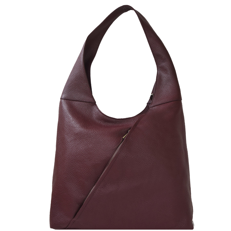 Maroon Leather Shoulder Hobo Bag BRix and Bailey Ethical Bag Brand