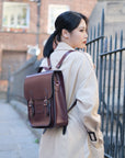 Handmade Leather City Backpack - Marsala Red