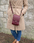 Handmade Leather Festival Phone Bag - Marsala Red