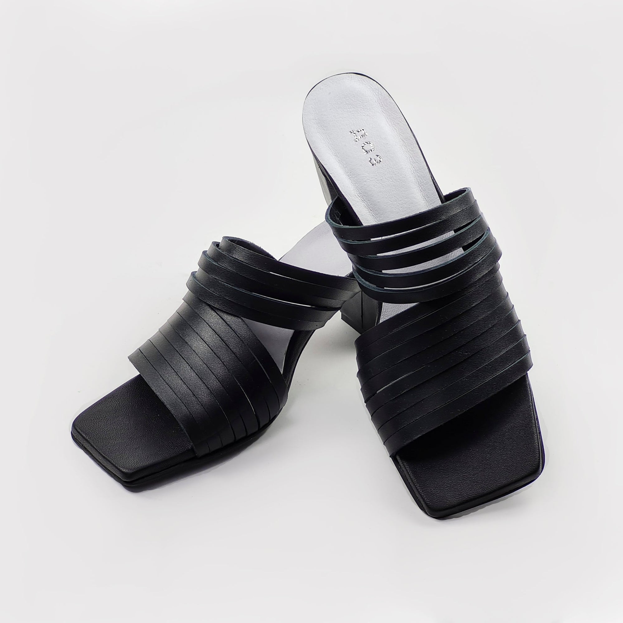 Handmade Black Leather Strappy Sandals
