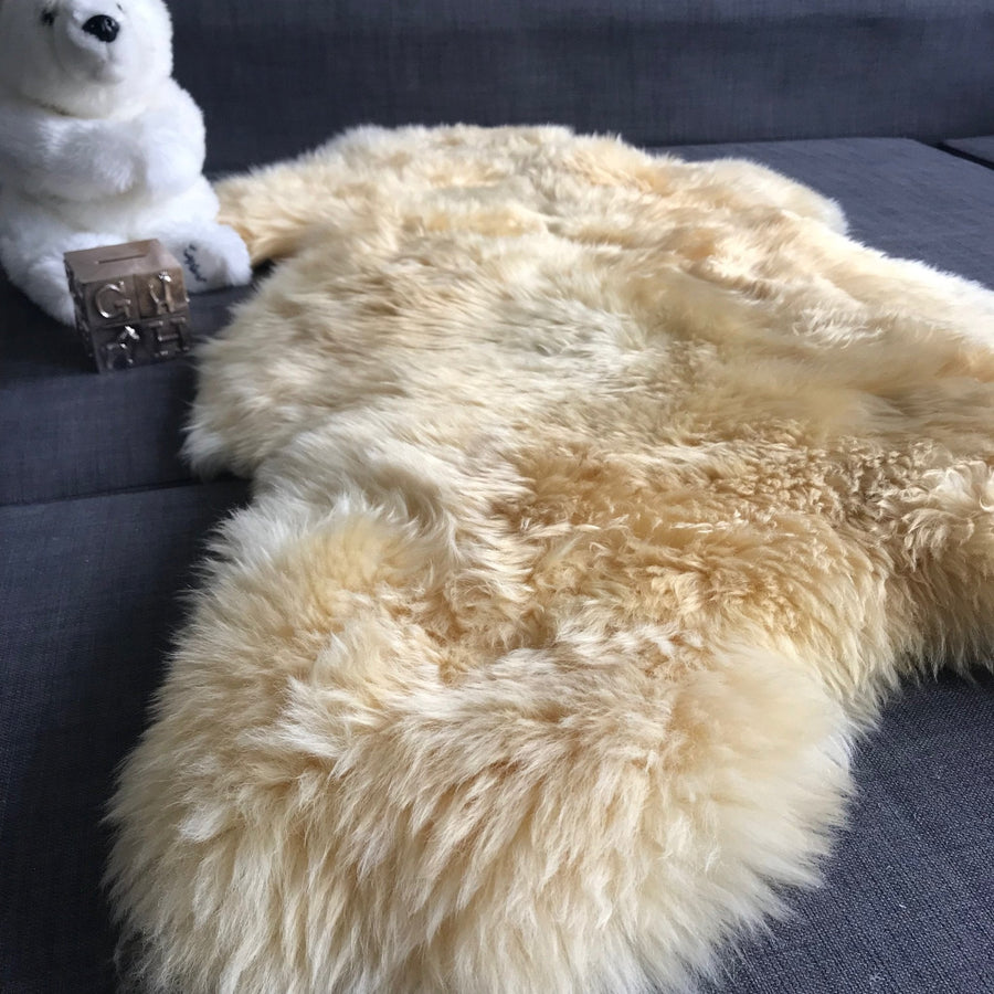Premium baby sheepskin rug, 100% natural hypoallergenic long fur, organic free-range medical grade, vegetable tanned, sustainable luxury by Wildash London at brixbailey.com
