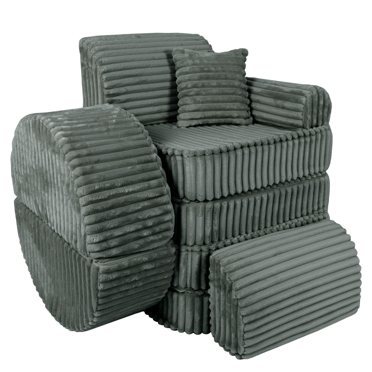 Medium Modular Sofa for Kids - Churros Forest Green Plus