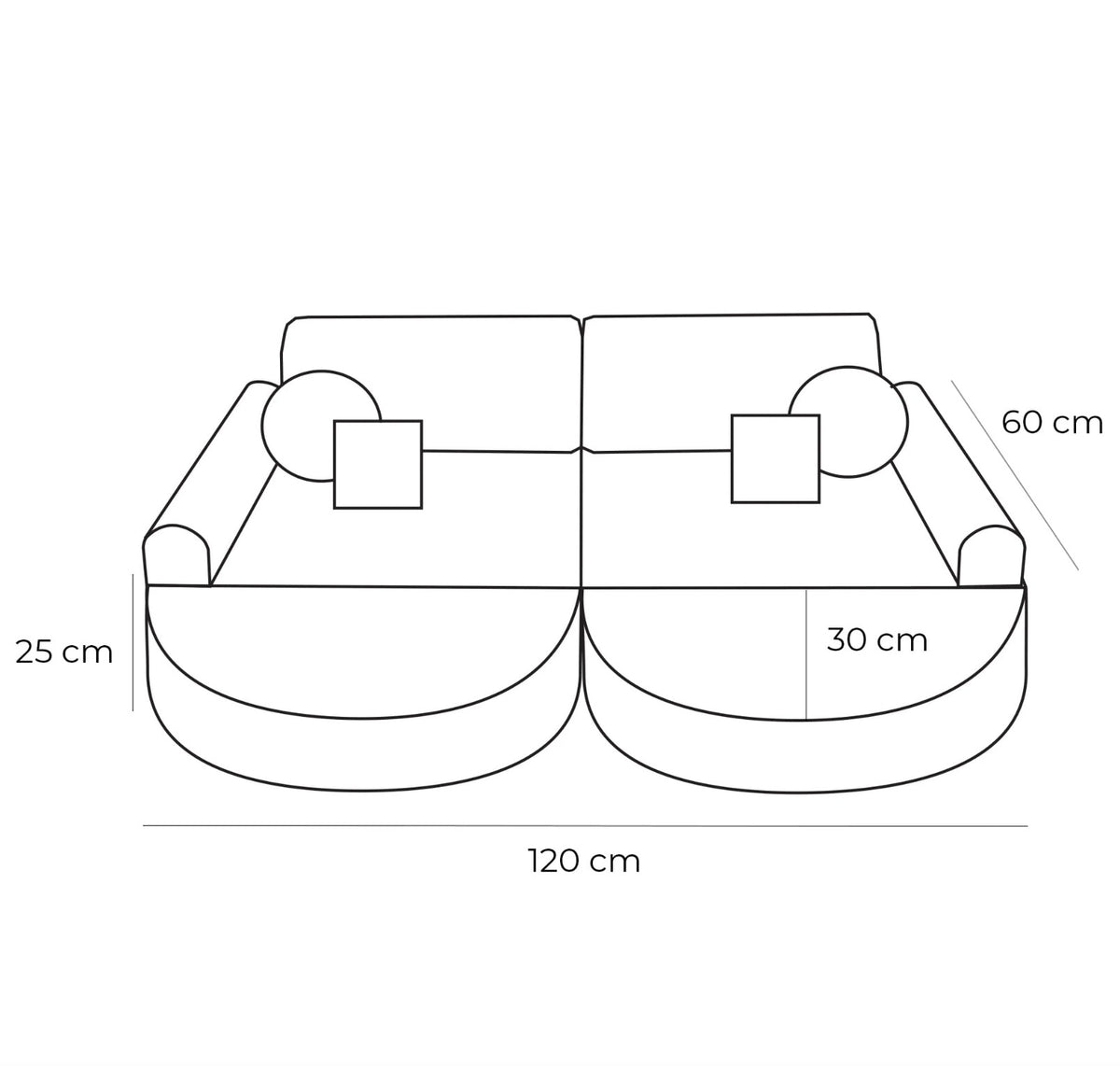 Medium Modular Sofa for Kids - Churros Jurassic Grey Plus