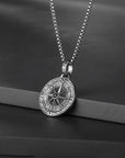 Personalised Men's Compass Necklace – Engraved Initial Pendant