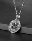 Personalised Men's Compass Necklace – Engraved Initial Pendant