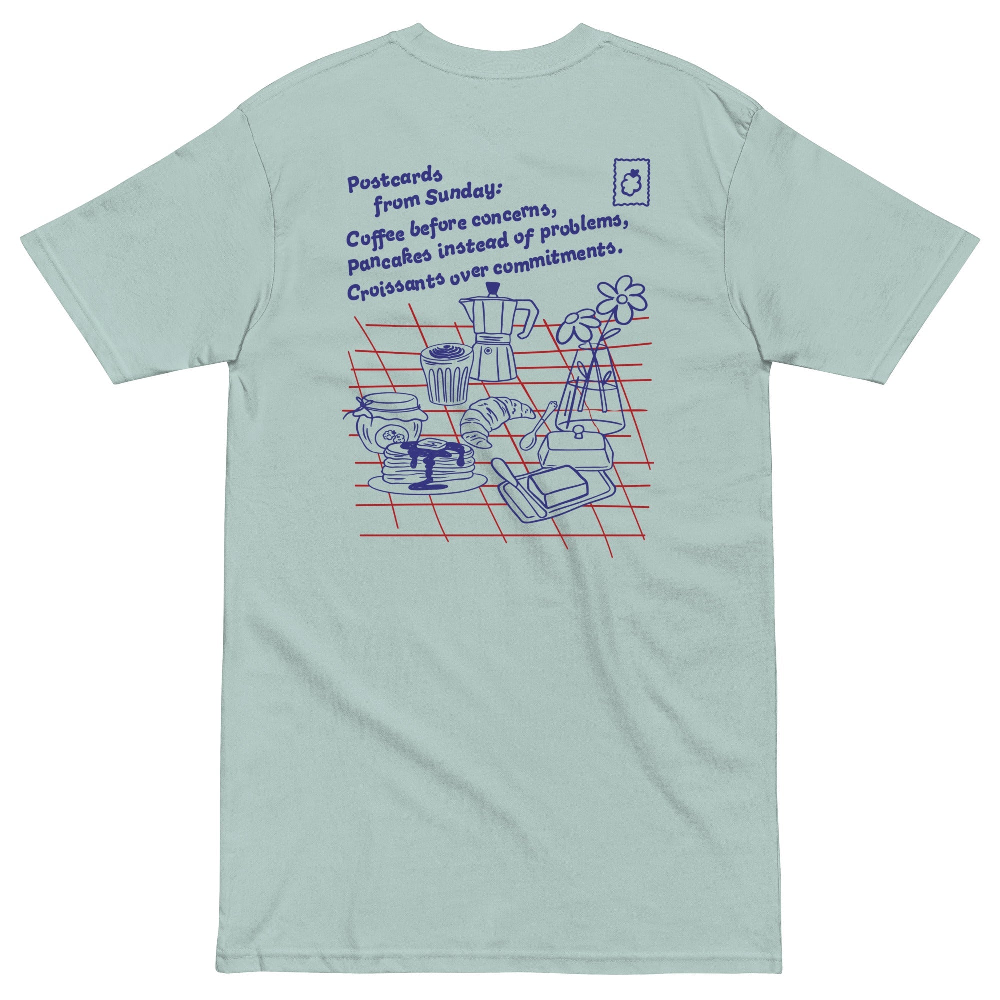 GUSTATORY Originals Postcards From Sunday Heavy Cotton Embroidered T-Shirt
