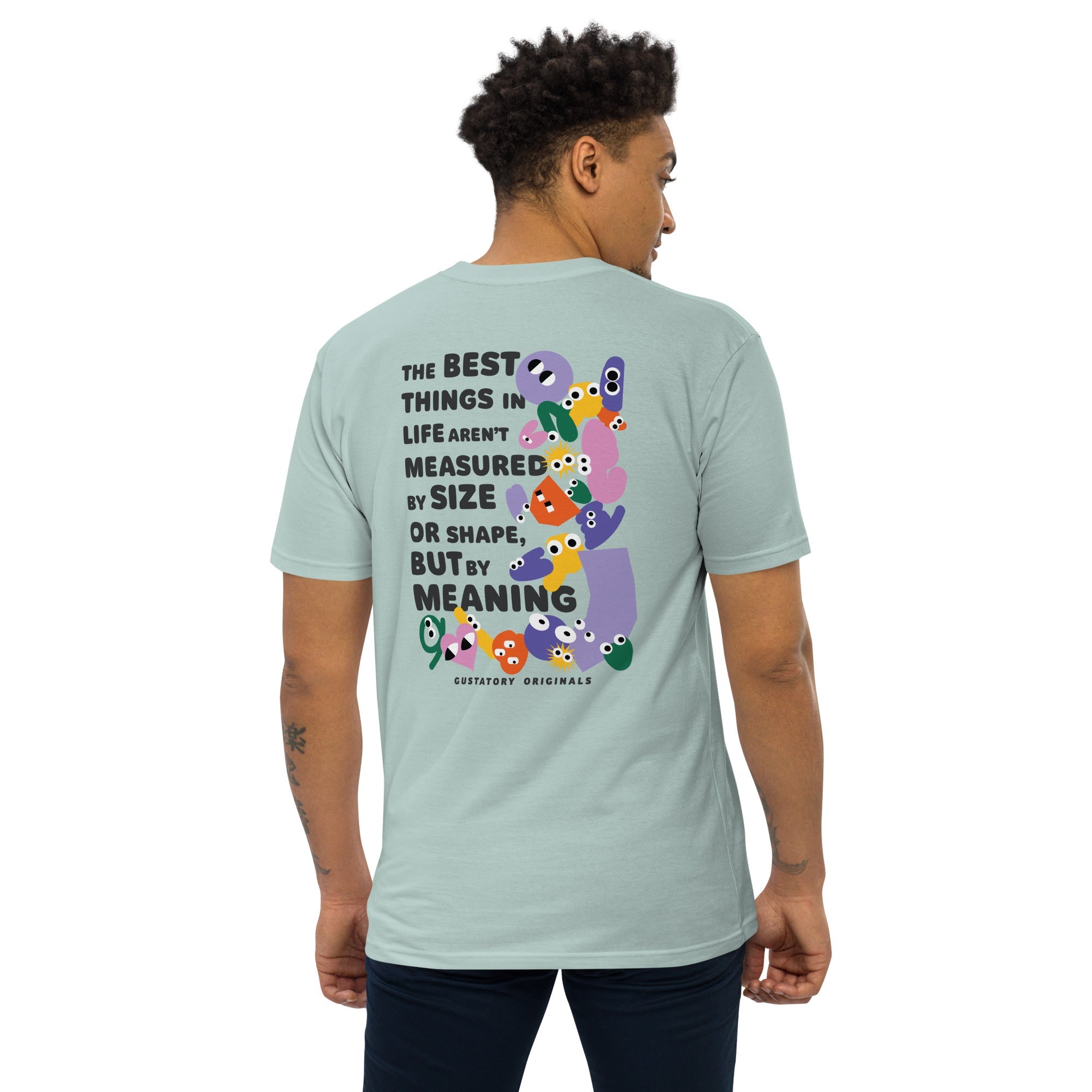 GUSTATORY Originals Shapes &amp; Sizes Heavy Cotton Embroidered T-Shirt