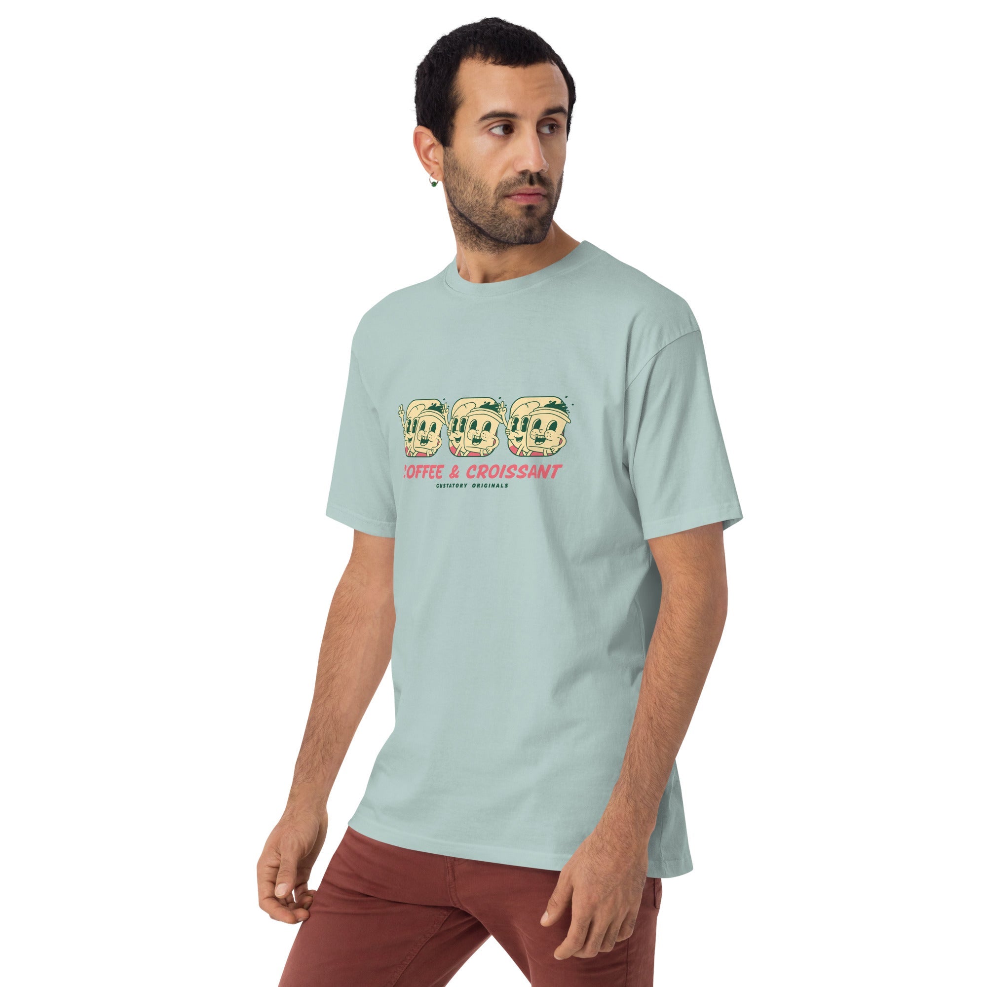 GUSTATORY Originals Coffee &amp; Croissant Heavy Cotton T-Shirt
