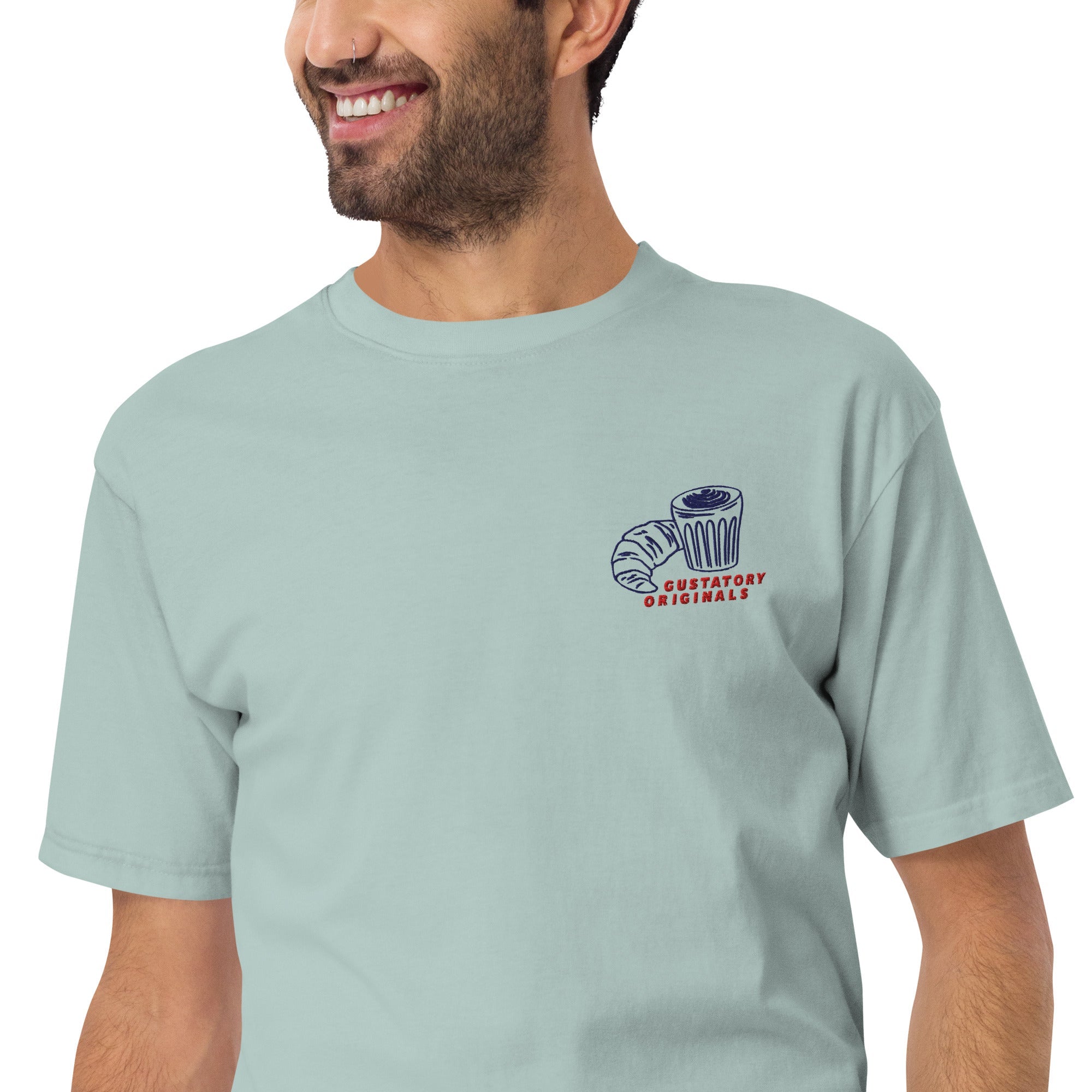 GUSTATORY Originals Postcards From Sunday Heavy Cotton Embroidered T-Shirt