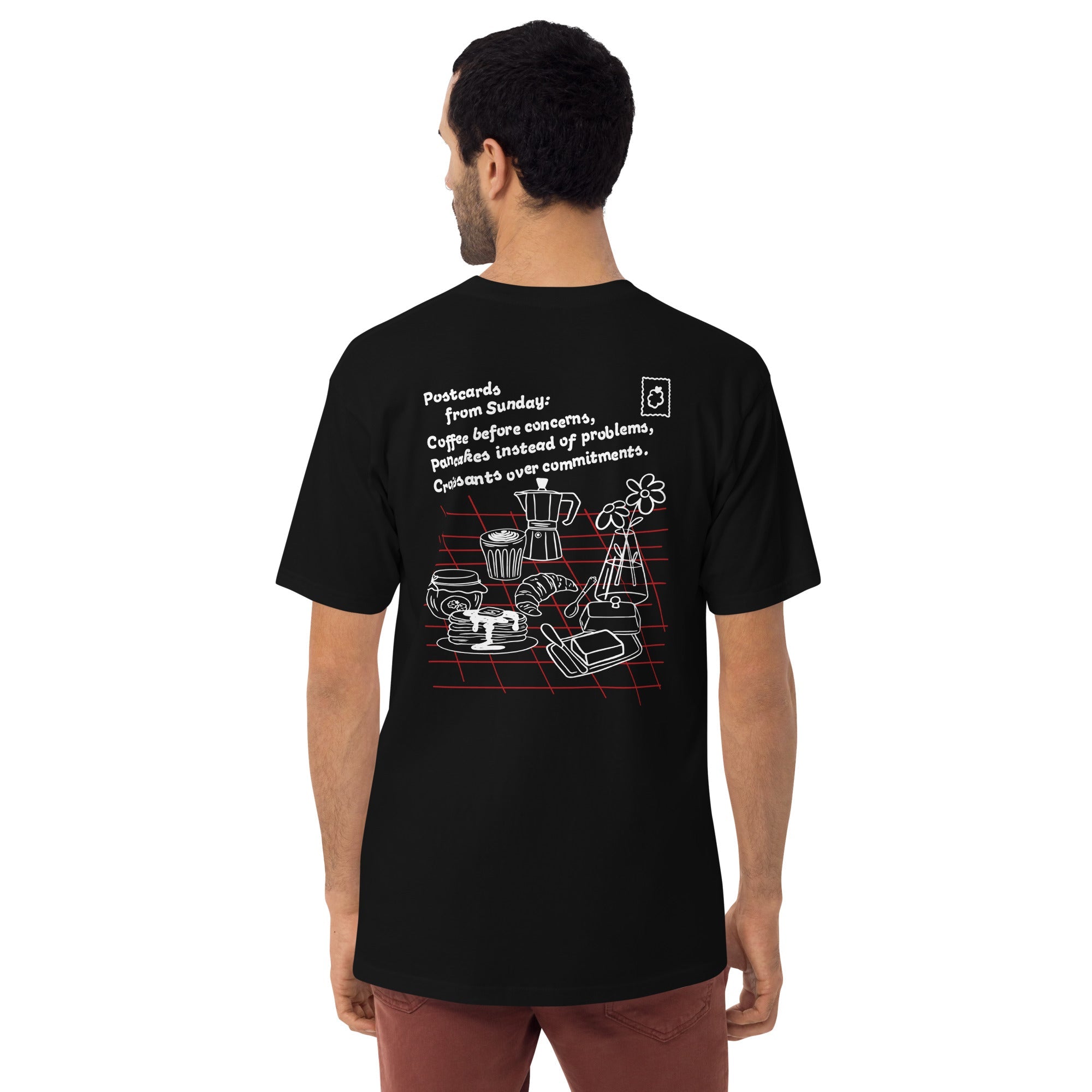 GUSTATORY Originals Postcards From Sunday Heavy Cotton Embroidered T-Shirt