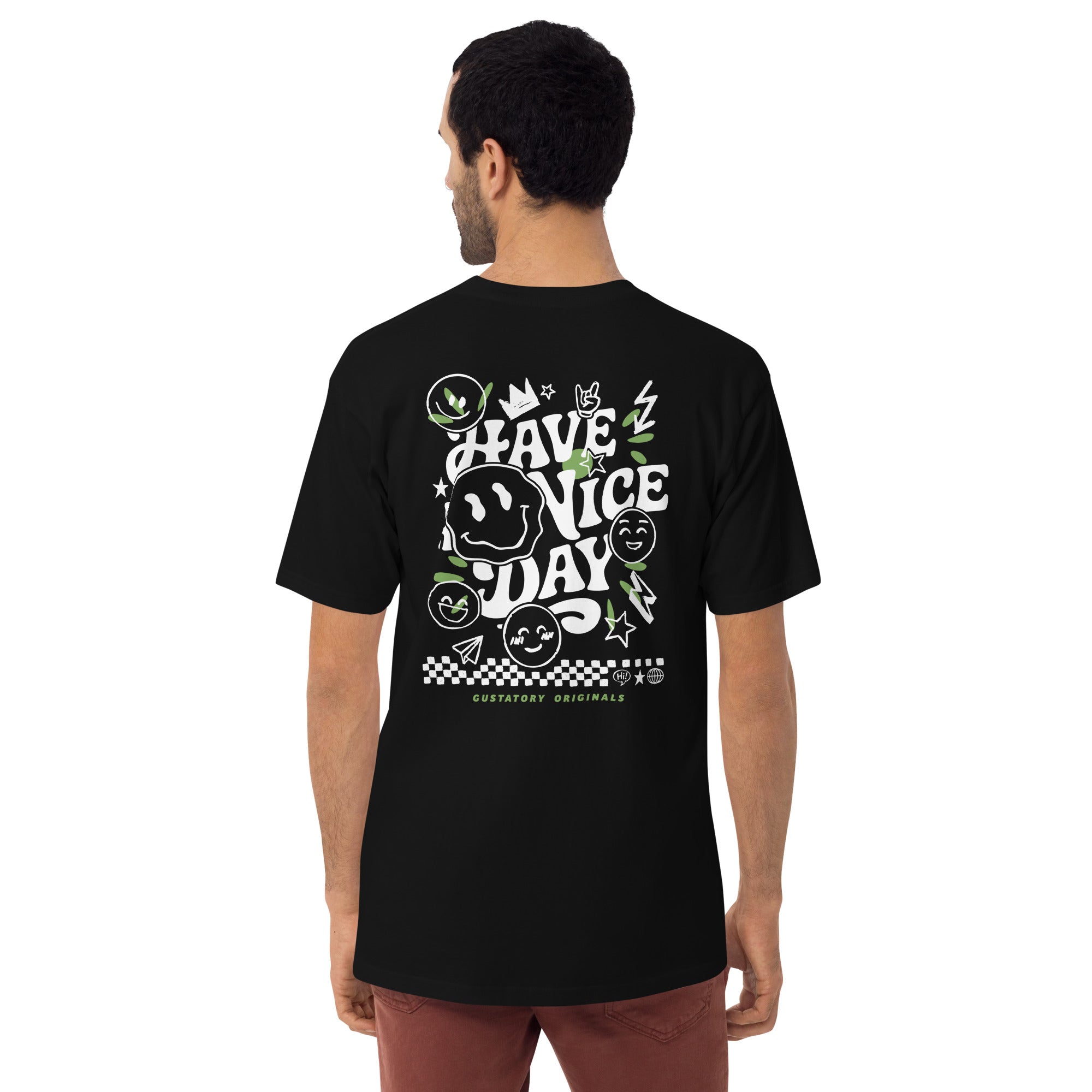 GUSTATORY Originals Have A Nice Day Heavy Cotton Embroidered T-Shirt