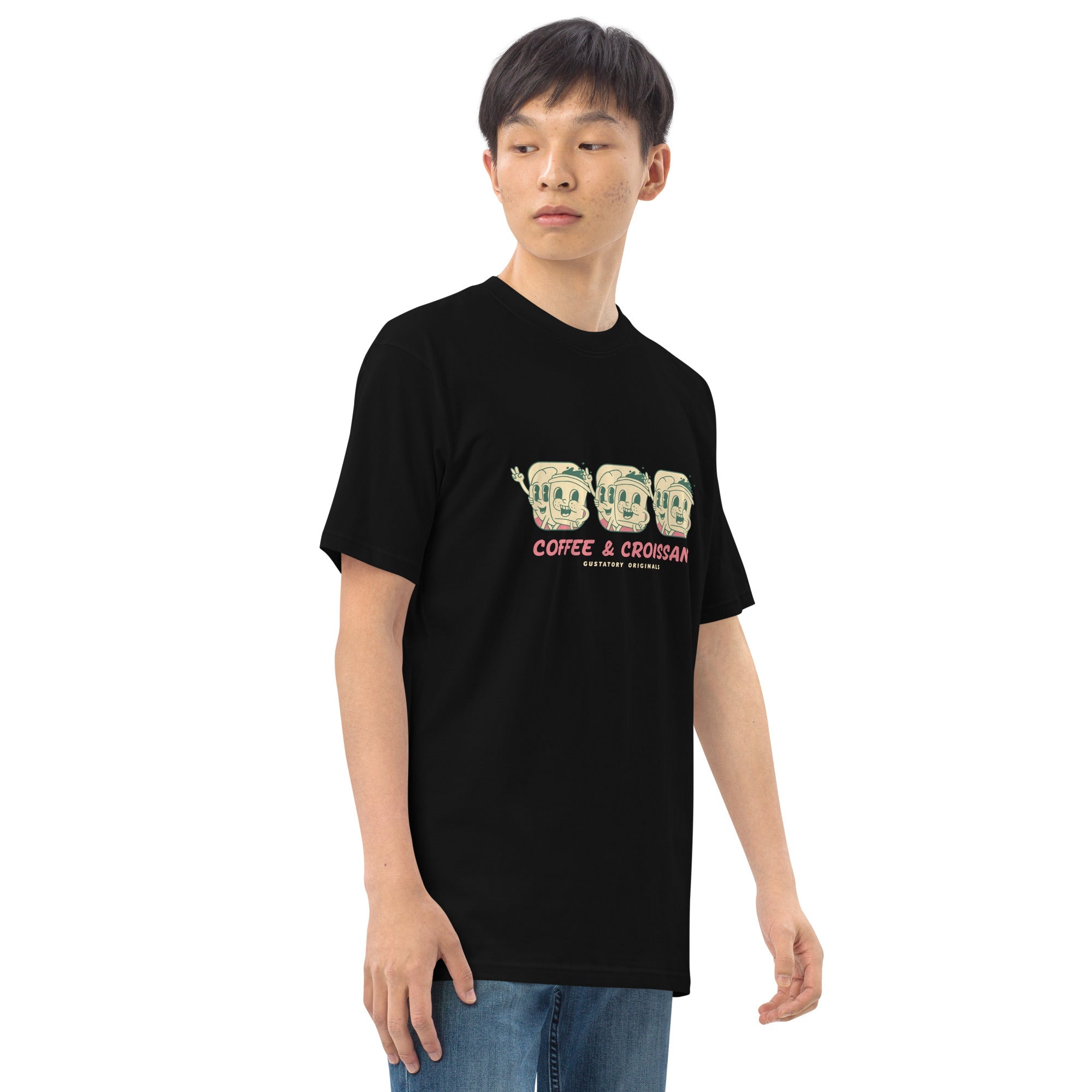 GUSTATORY Originals Coffee &amp; Croissant Heavy Cotton T-Shirt