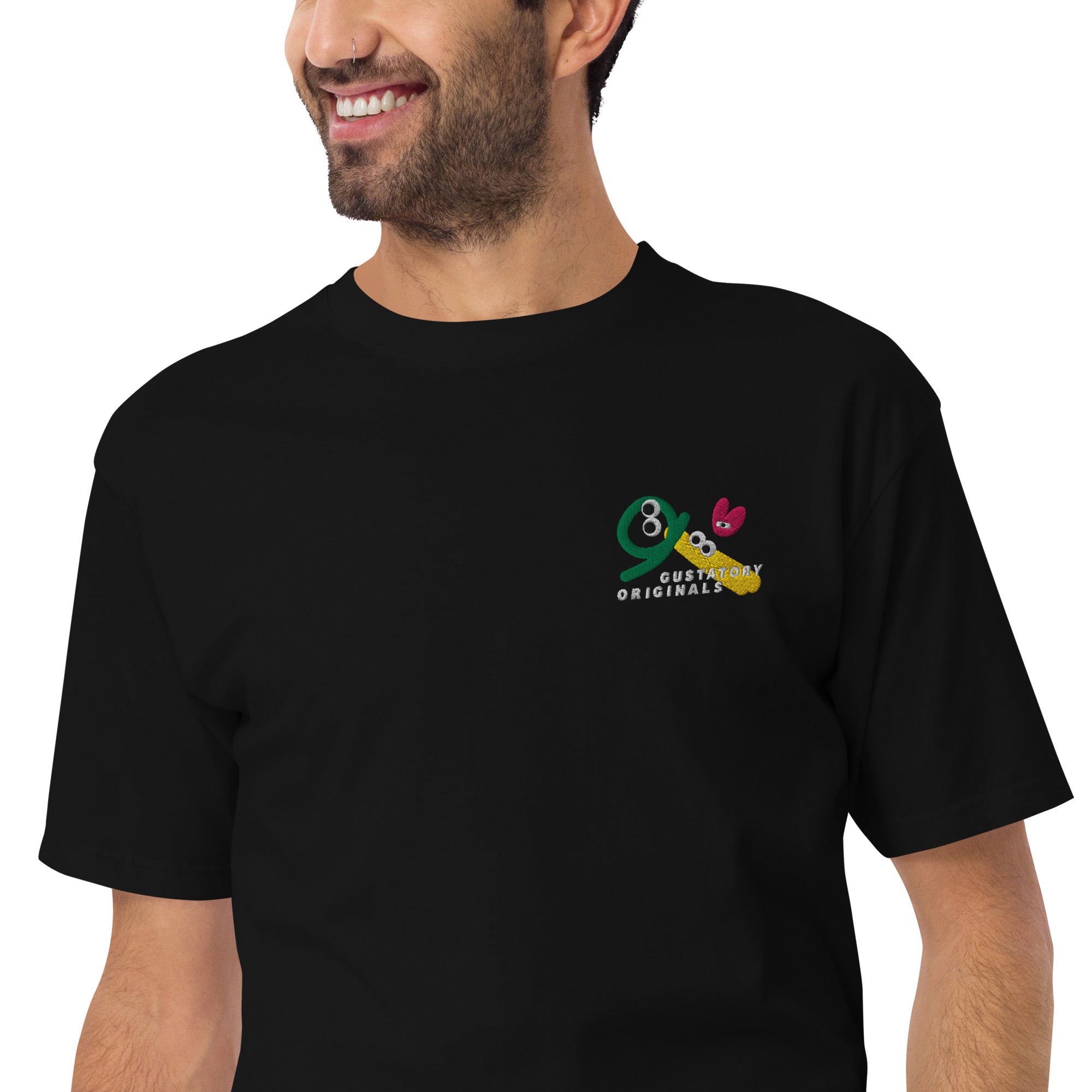 GUSTATORY Originals Shapes &amp; Sizes Heavy Cotton Embroidered T-Shirt