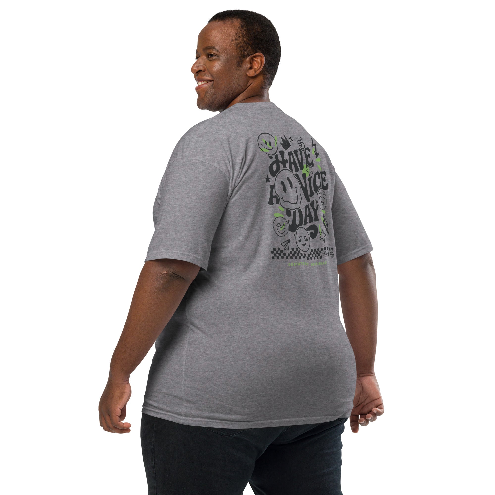 GUSTATORY Originals Have A Nice Day Heavy Cotton Embroidered T-Shirt