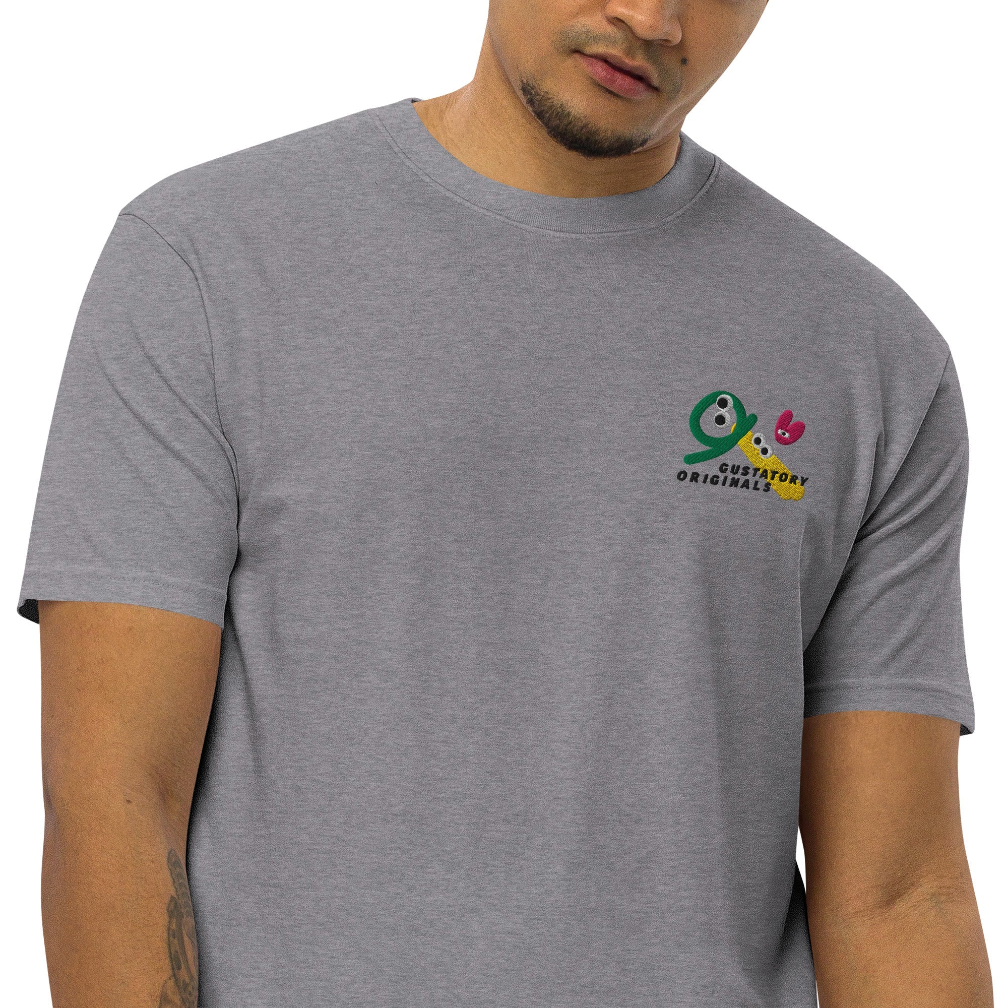 GUSTATORY Originals Shapes &amp; Sizes Heavy Cotton Embroidered T-Shirt