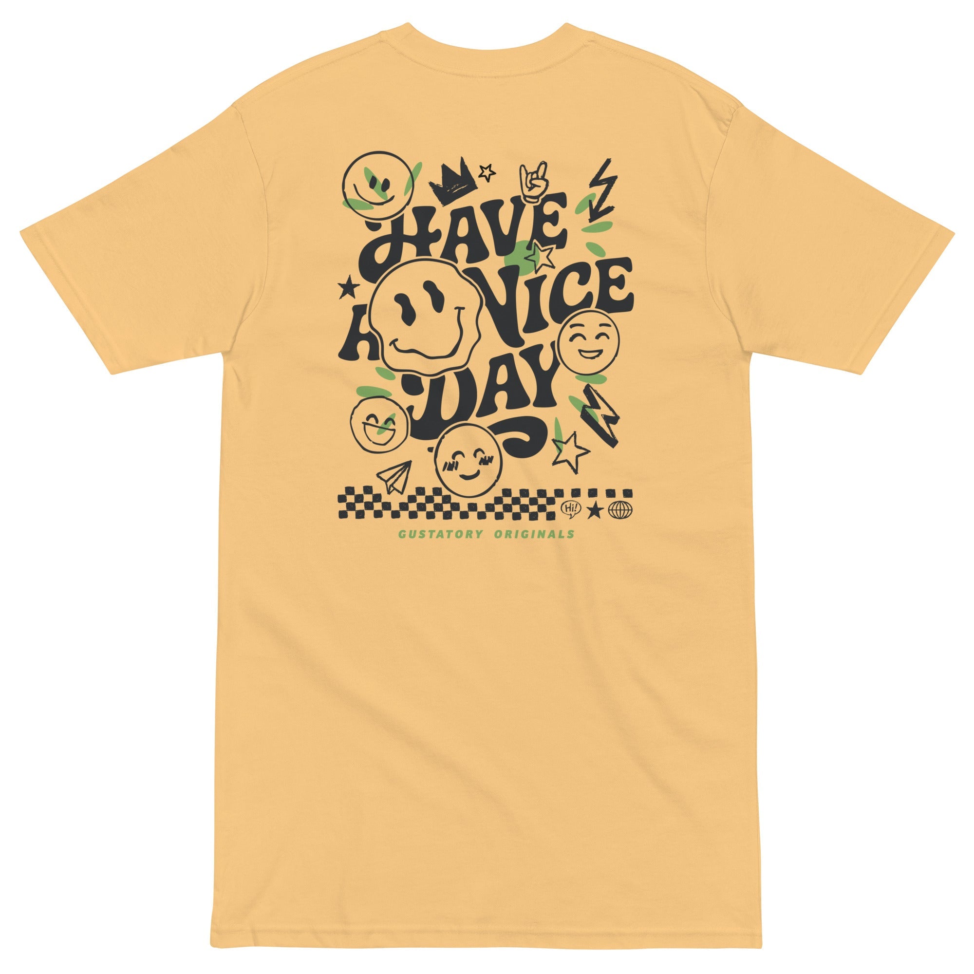 GUSTATORY Originals Have A Nice Day Heavy Cotton Embroidered T-Shirt