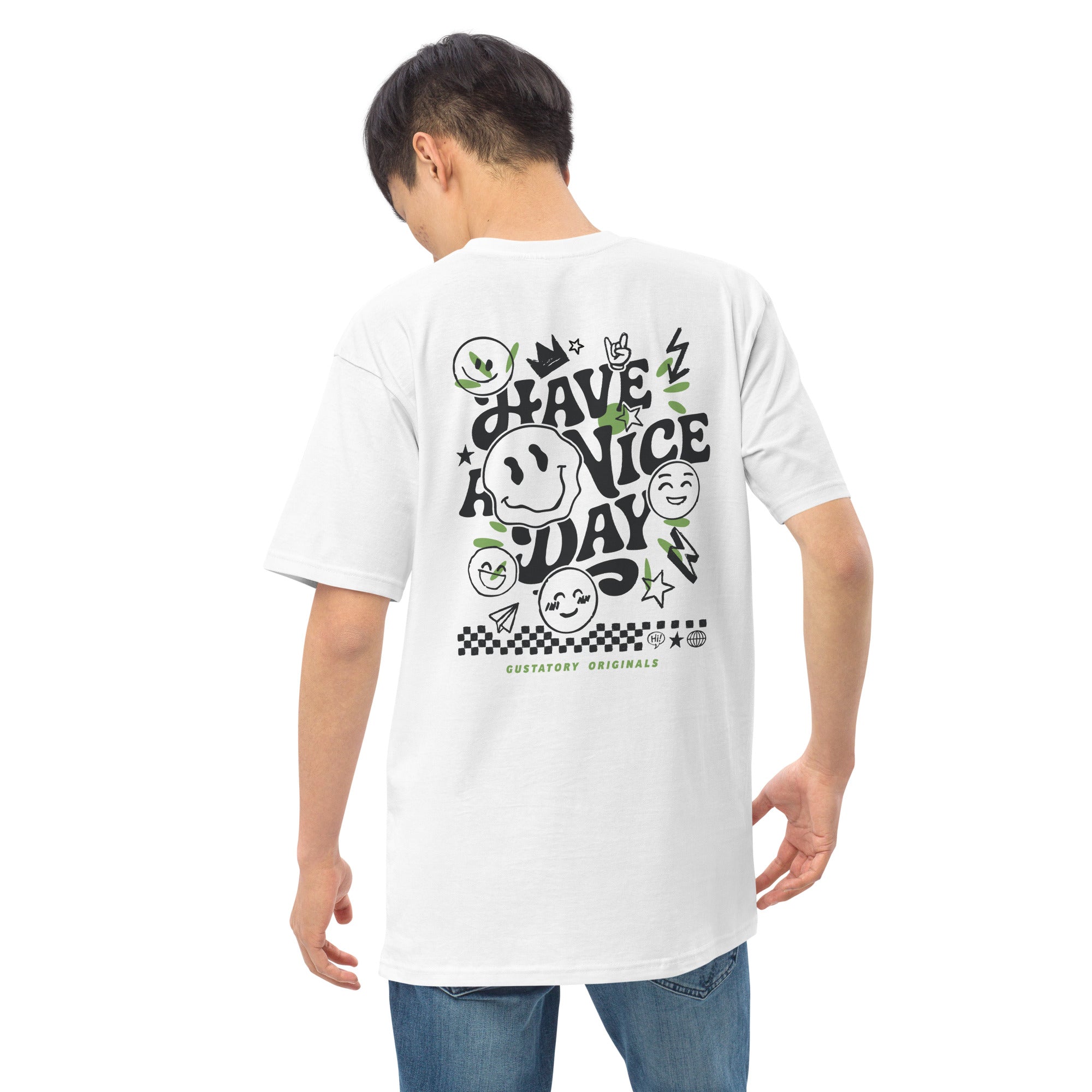 GUSTATORY Originals Have A Nice Day Heavy Cotton Embroidered T-Shirt