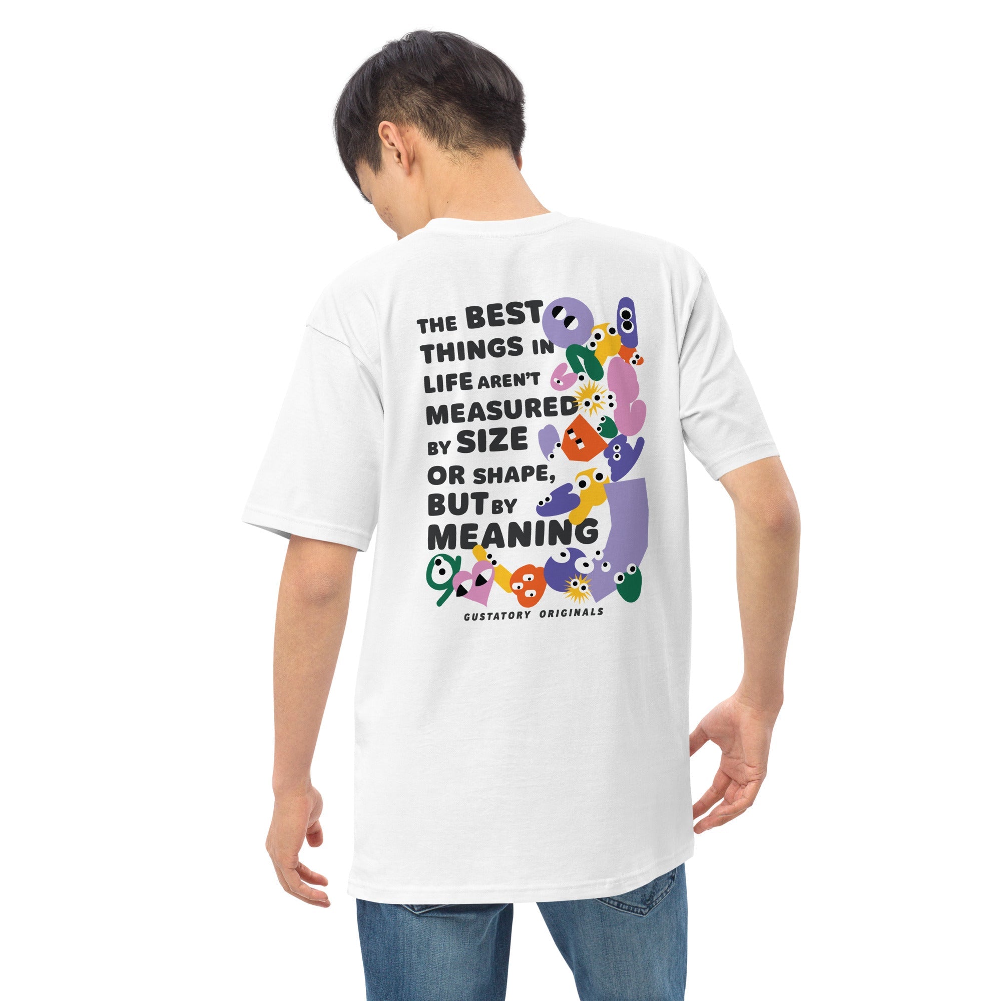 GUSTATORY Originals Shapes &amp; Sizes Heavy Cotton Embroidered T-Shirt