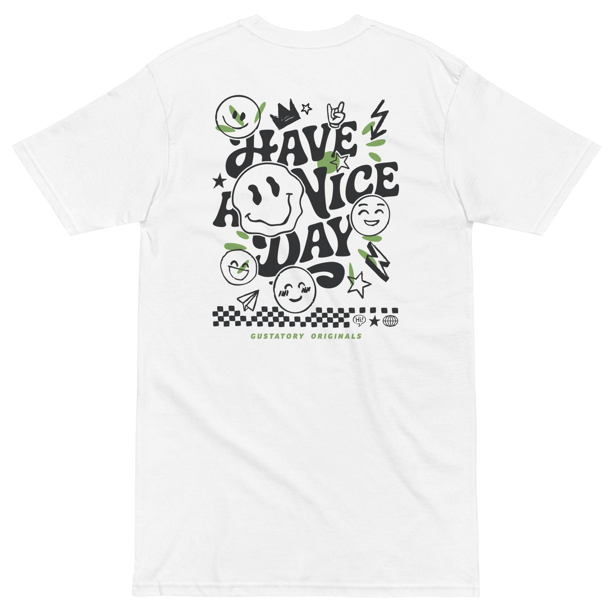 GUSTATORY Originals Have A Nice Day Heavy Cotton Embroidered T-Shirt
