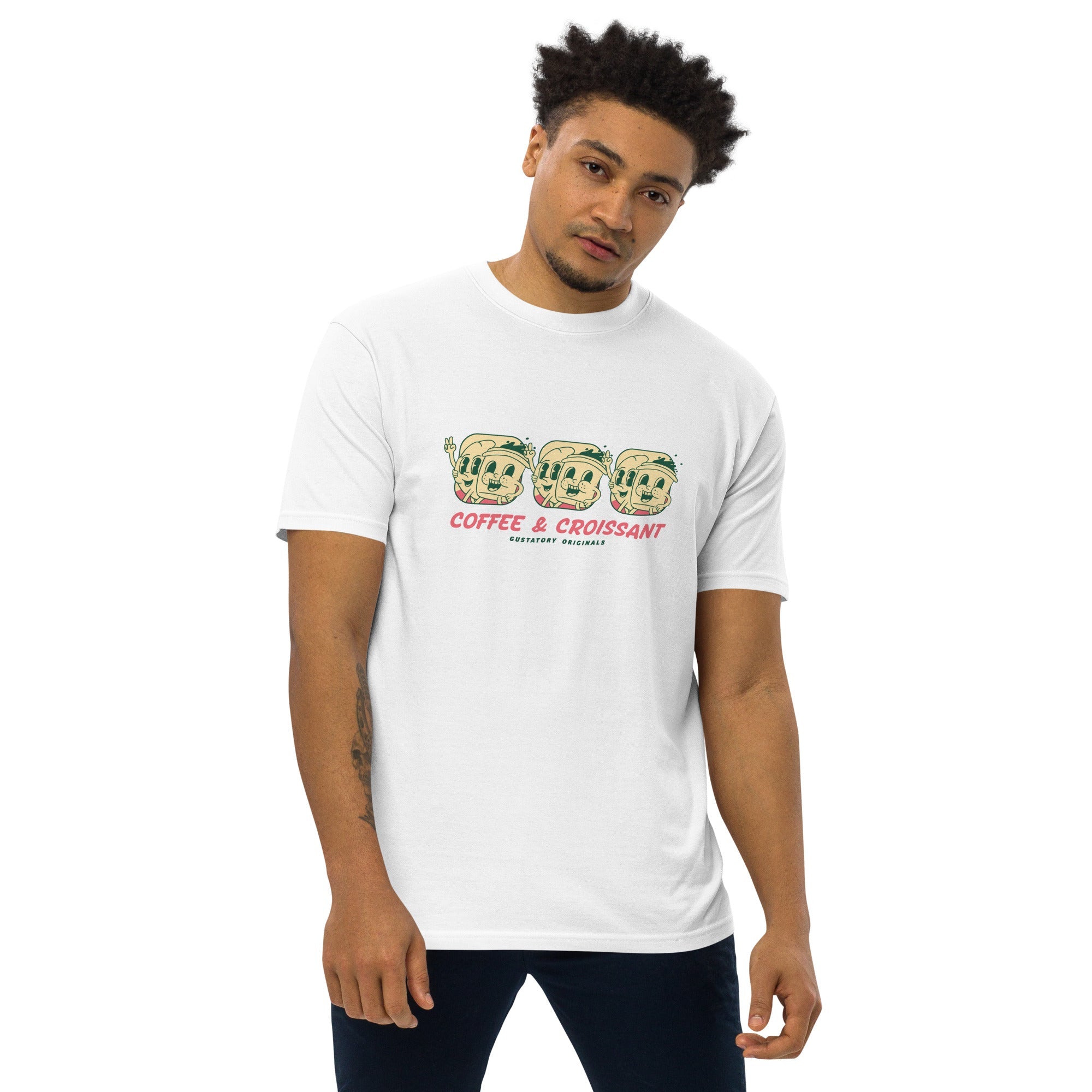 GUSTATORY Originals Coffee &amp; Croissant Heavy Cotton T-Shirt