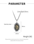 Saint Christopher Necklace - Men's Solid Stainless Steel Chain With Custom Engraved Pendant