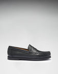 Boat Loafers, black leather