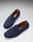 Tyre Sole Driving Loafers, navy blue suede