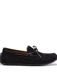 Tyre Sole Laced Driving Loafers, black suede