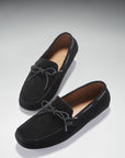 Laced Driving Loafers, black suede