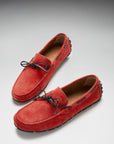 Tyre Sole Laced Driving Loafers, red suede