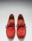 Tyre Sole Laced Driving Loafers, red suede