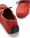 Tyre Sole Laced Driving Loafers, red suede