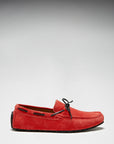 Tyre Sole Laced Driving Loafers, red suede