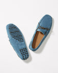 Laced Driving Loafers, petrol blue suede