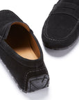 Tyre Sole Penny Driving Loafers, black suede