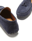 Tasselled Driving Loafers, navy blue suede