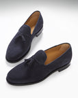 Navy Blue Suede Tasselled Brogues, Welted Leather Sole