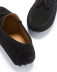 Tasselled Driving Loafers, black suede