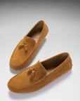 Tasselled Driving Loafers, tobacco suede