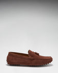 Tasselled Driving Loafers, mahogany brown suede