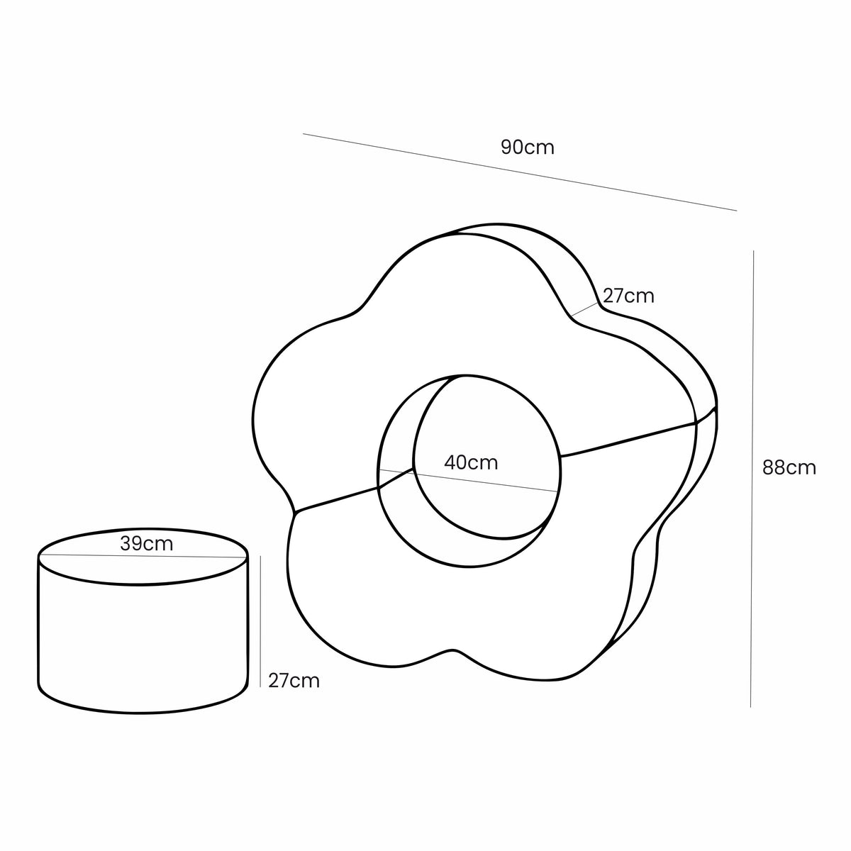MeowBaby® Foam Flower Shape Set, 3 Elements, Bearly Cream