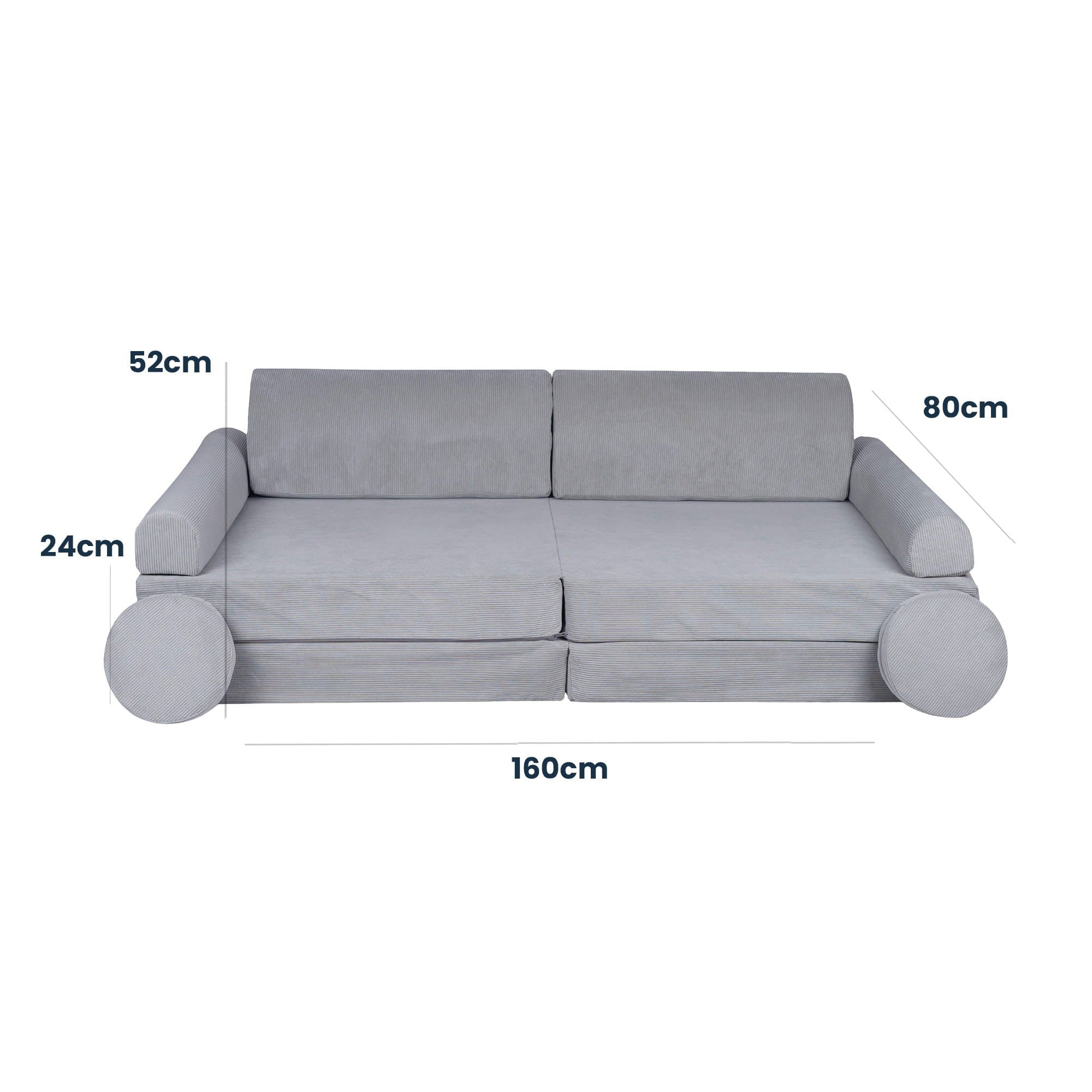 Large Slimcord Kids Sofa Bed in Gray Corduroy
