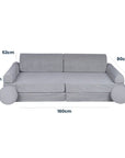 Large Slimcord Kids Sofa Bed in Gray Corduroy