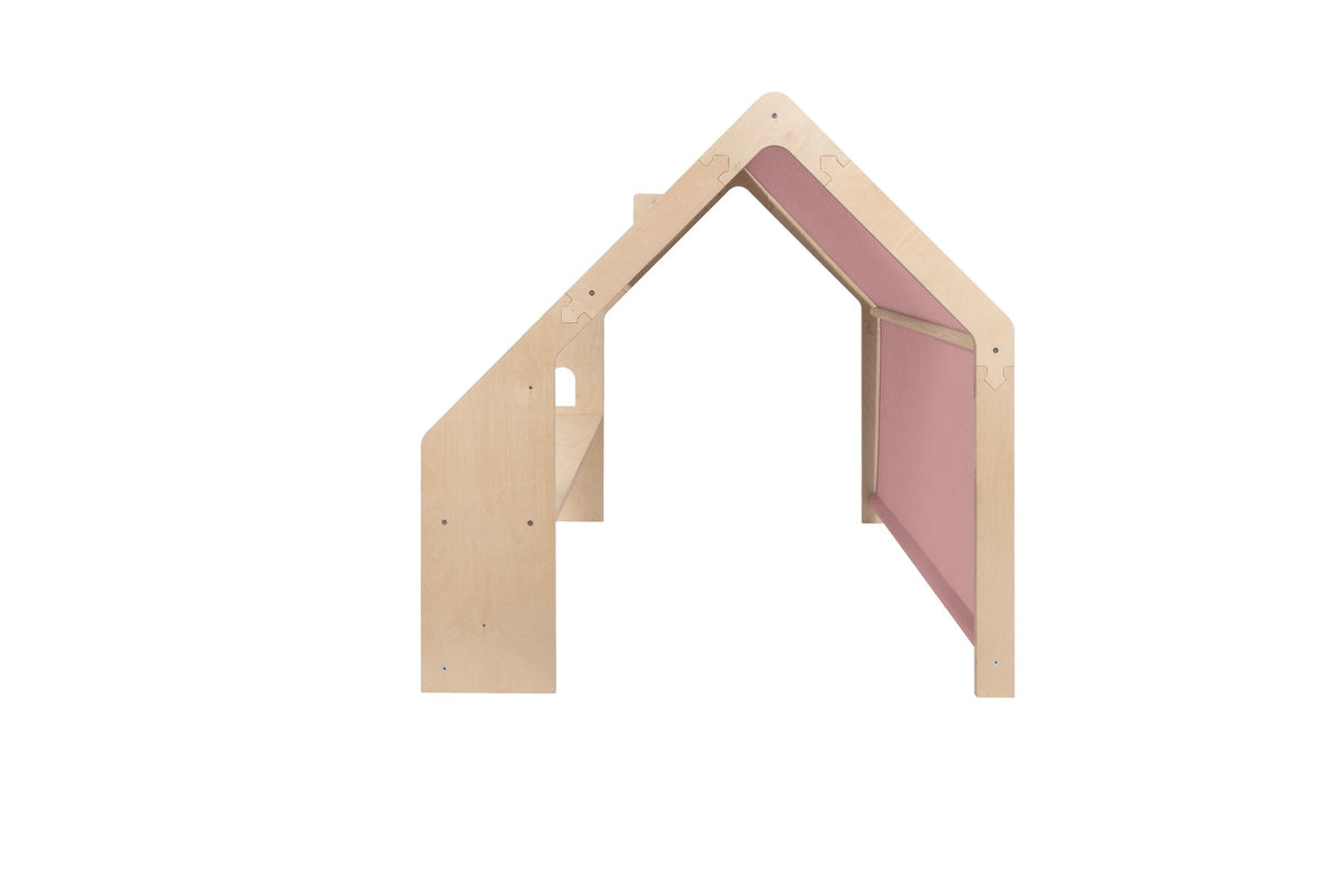 MeowBaby® Natural Wooden House for Kids - Pink Roof