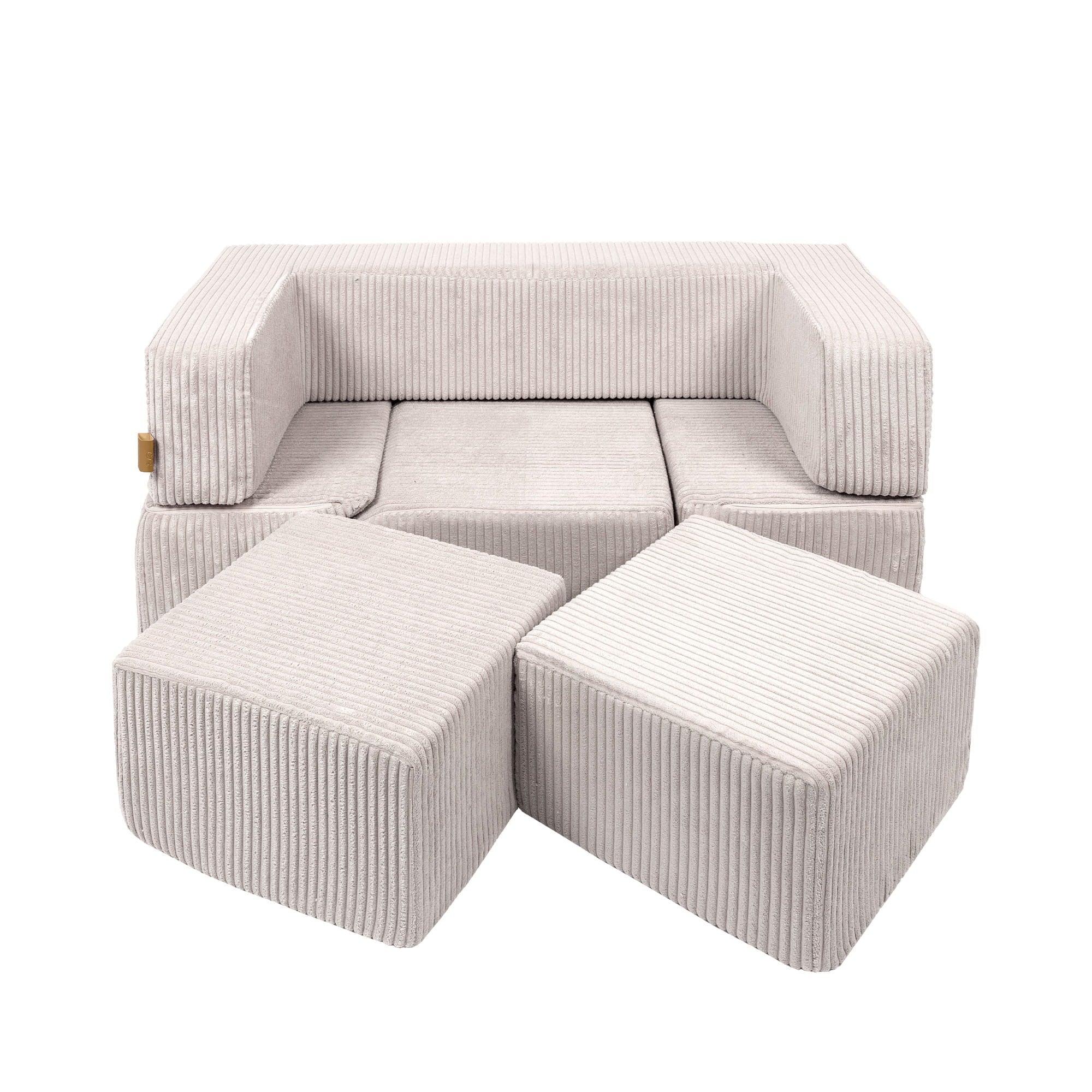 Soft Velvet Modular Play Sofa in Ecru